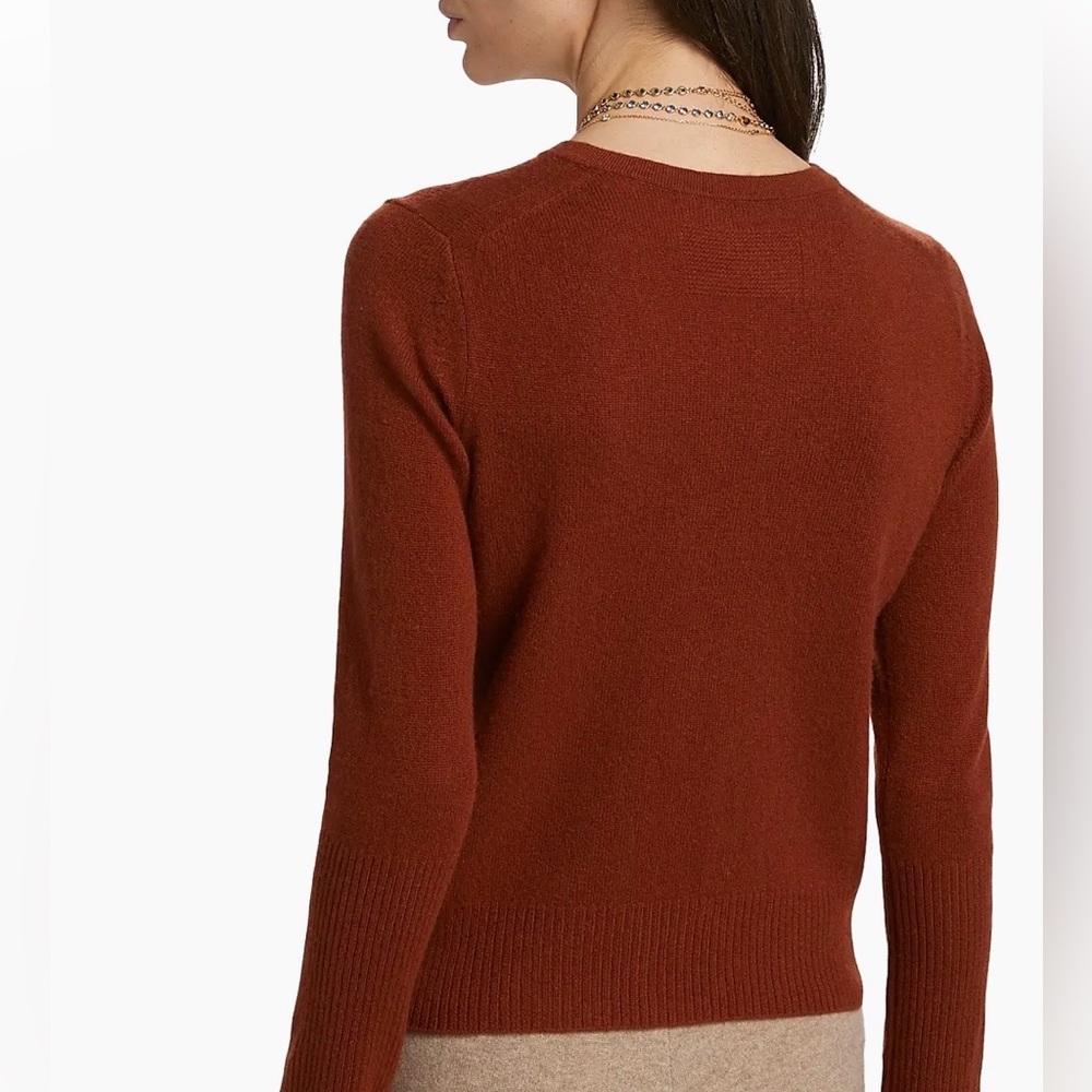 Rust Button-Front Crewneck Cardigan Sweater - Picture 4 of 7